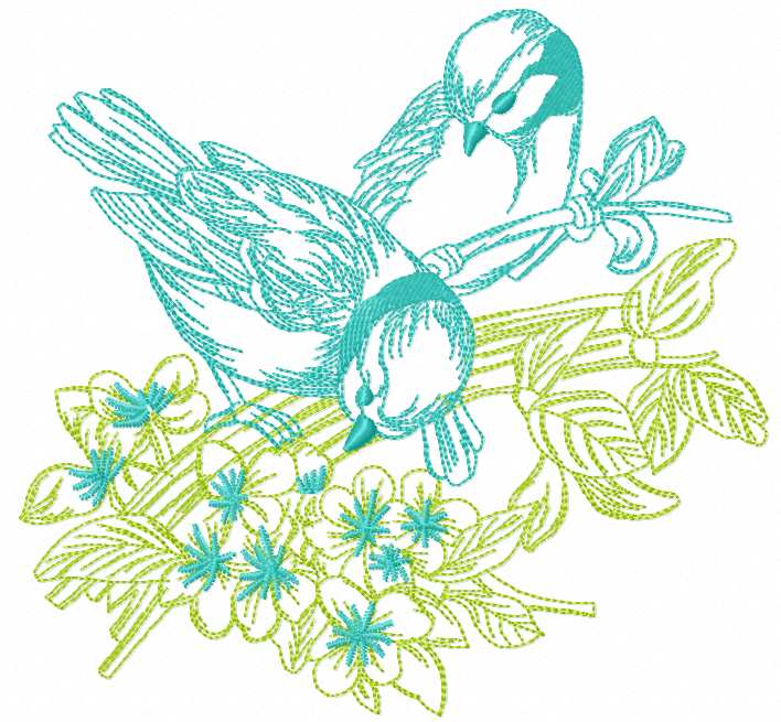 Spring birds free embroidery design