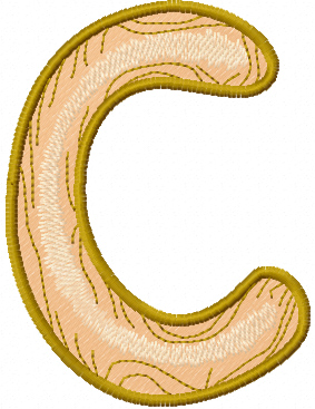 Wooden letter C embroidery design