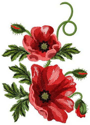 Poppies embroidery design 3