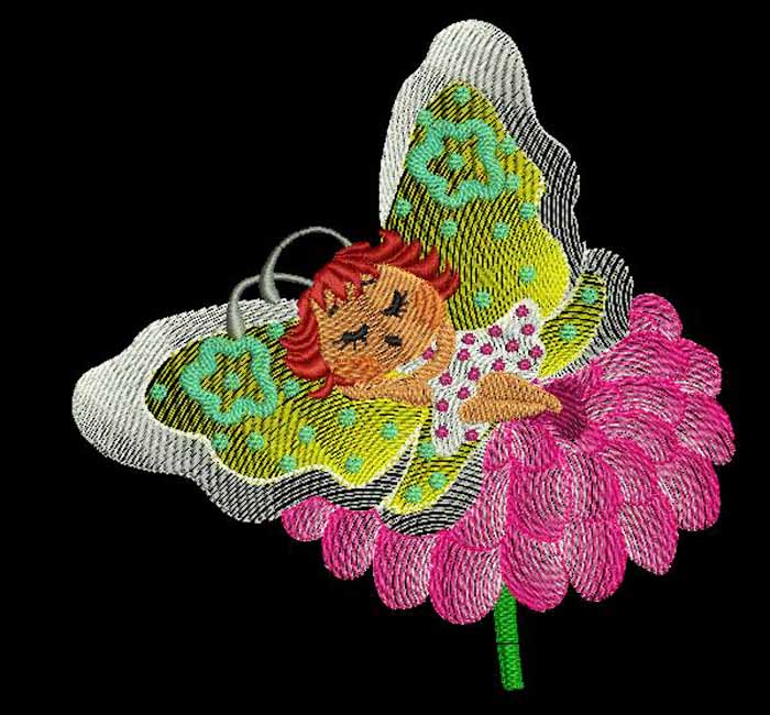 Butterfly Baby sleep free machine embroidery design