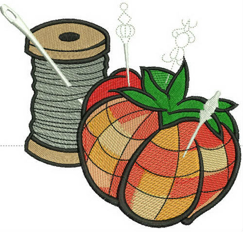 Tomato needle bed and threads embroidery design
