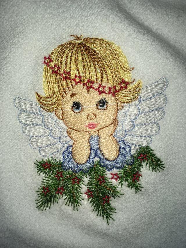 Thoughtful Christmas Angel embroidery design
