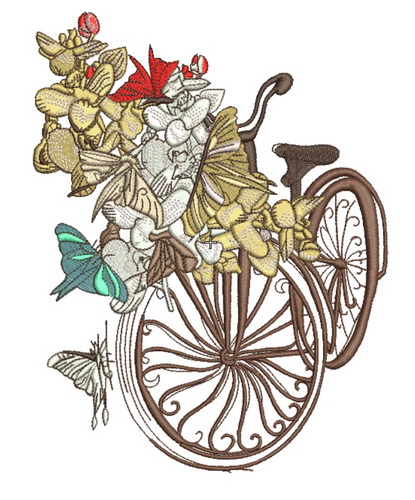 Spring bicycle 2 embroidery design