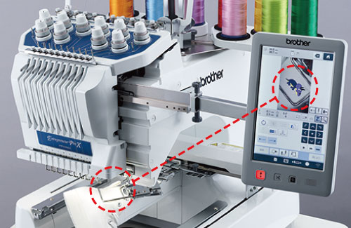 brother-pr1055x embroidery machine hoop position