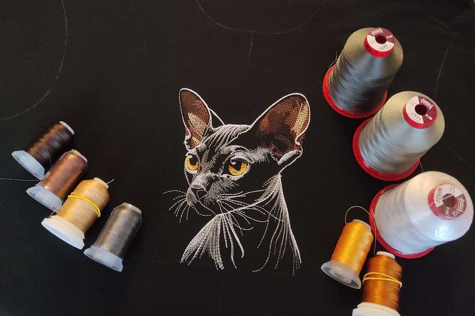 Sphynx cat embroidery design