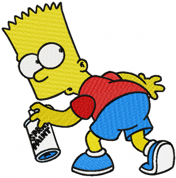 Bart Simpson paint spray logo embroidery design.