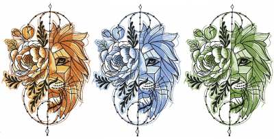 Lion embroidery designs in alternative colors