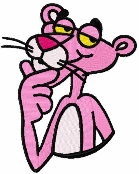 Pink panther detective embroidery design