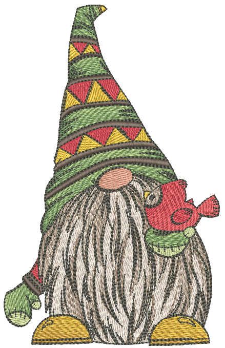 Dwarf with bird embroidery design