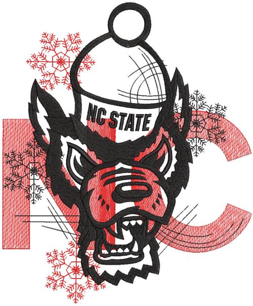 NC state wolfpack Christmas variant logo embroidery design