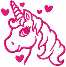 Pink unicorn one colored embroidery design