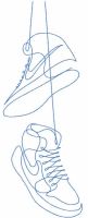 Hanging sneakers embroidery design