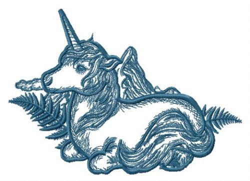 Unicorn and fern machine embroidery design