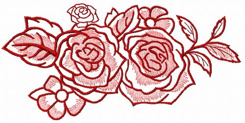 Two pink roses machine embroidery design