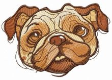 Trustful pug-dog embroidery design