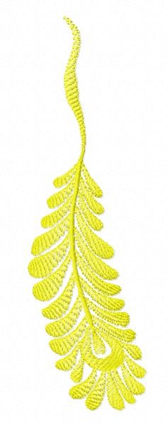 Yellow feather machine embroidery design