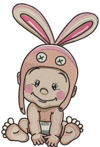 Baby in bunny hat 2 machine embroidery design