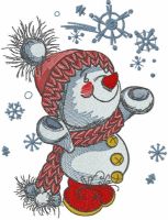 Snowmen playing with snowflakes embroidery design