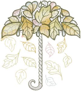 Umbrella from autumn leaves embroidery design