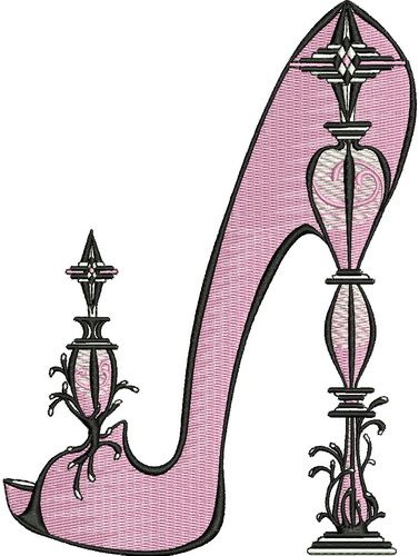 Extravagant high heels machine embroidery design