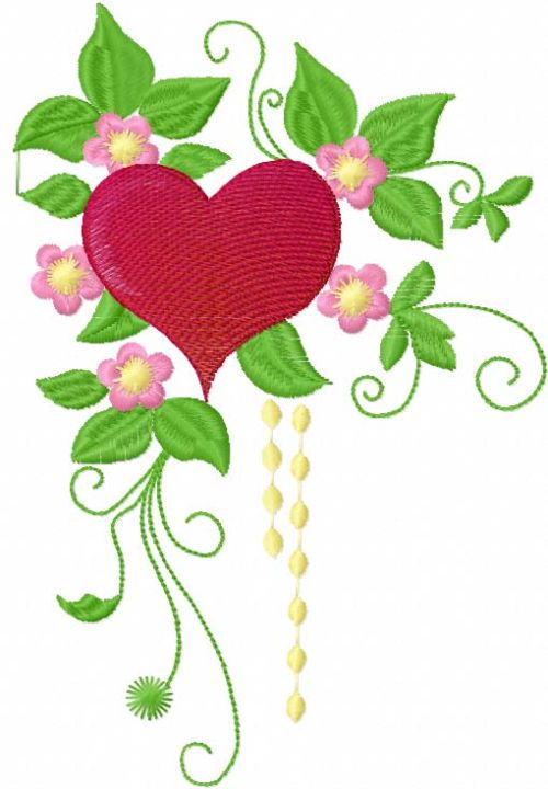 Flowers heart free embroidery design