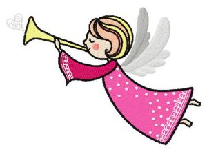 Angel with trumpet embroidery design