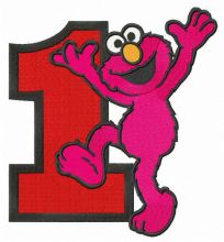 Happy Elmo number 1 embroidery design