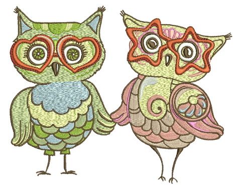 Glamorous owl party machine embroidery design