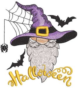 Desenho de bordado de gnomo misterioso de Halloween