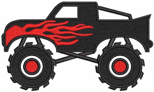 Track with fire decor embroidery design