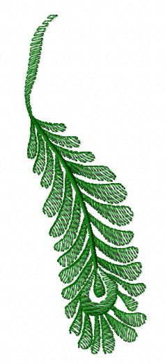 Green feather machine embroidery design
