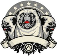 Three Pugs with stars embroidery design