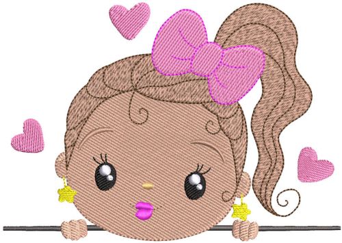 Baby girl pink bow embroidery design