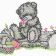 Teddy Bear with basket of flowers machine embroidery design