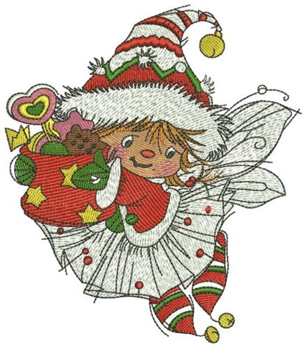 Santa's fairy machine embroidery design