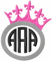 Monogram princess embroidery design
