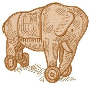 Wooden elephant  embroidery design