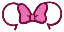 Pink bow for mouse embroidery design
