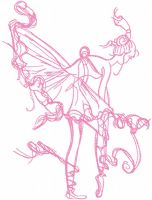 Ballerina dressing pointe one colored embroidery design