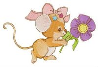 Mouse rushing to party embroidery design