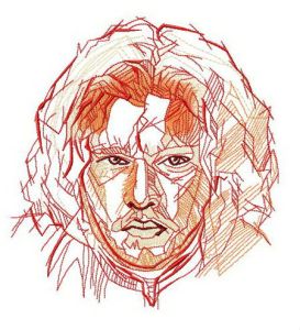 Jon Snow fast sketch embroidery design