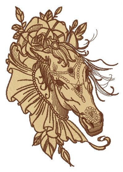 Coquette horse machine embroidery design