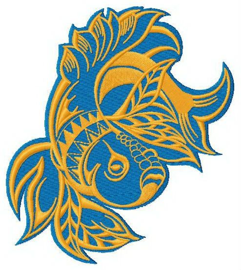 Grumpy golden fish machine embroidery design