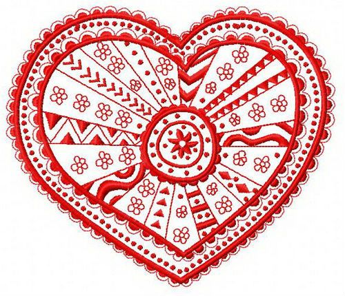 Lacy heart machine embroidery design