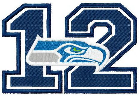 Seahawks 12th man machine embroidery design