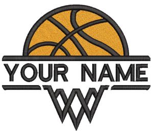 Diseño de bordado de monograma dividido de baloncesto