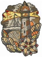 Voyage collage embroidery design