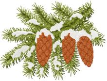 Fir cones on a branch embroidery design