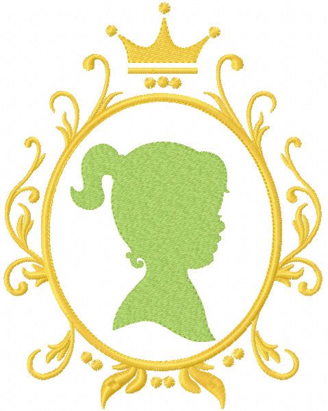 Girl in gold frame free  enroidery design