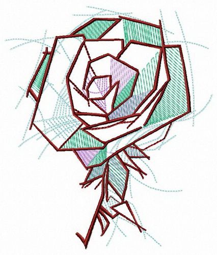 Rose origami machine embroidery design